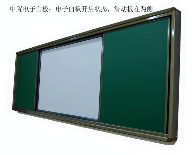 多功能组合推拉板-左右推拉式复合黑板-中置电子白板-广州黑板